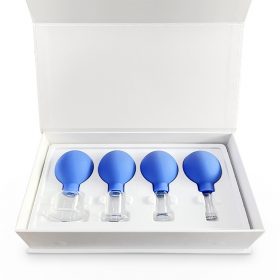 blue 4 piece facial hijama cupping set in box