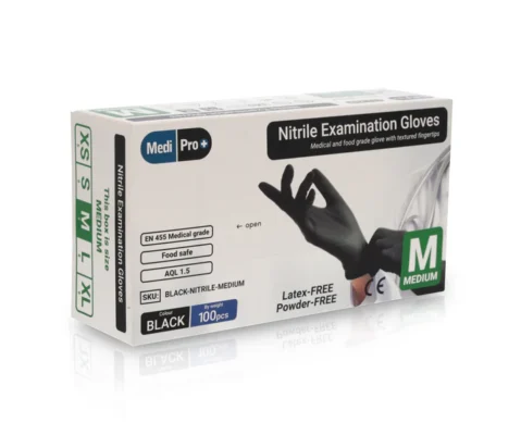 Black Nitrile Gloves - Box of 100 - Medium